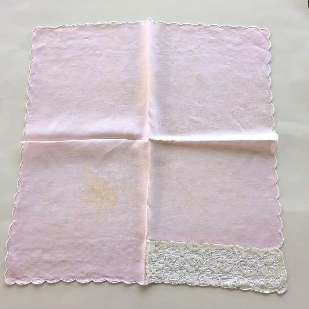 Vintage Pink & Ecru Hostess Set: Placemats, Napkins, Coasters, 6 sets, 18 pieces